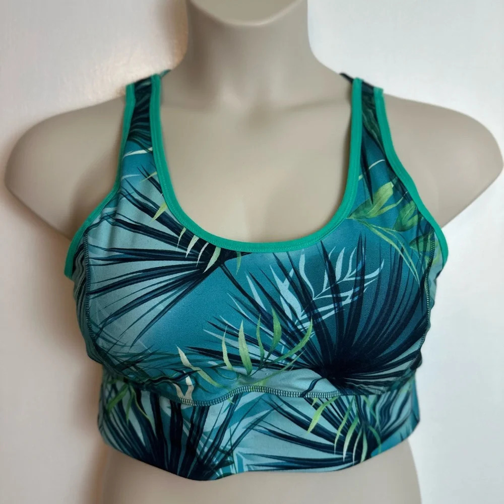 Tropical Leaf Pool Sports Bra Racerback DSG Size XL #1402 - Picture 2 of 5
